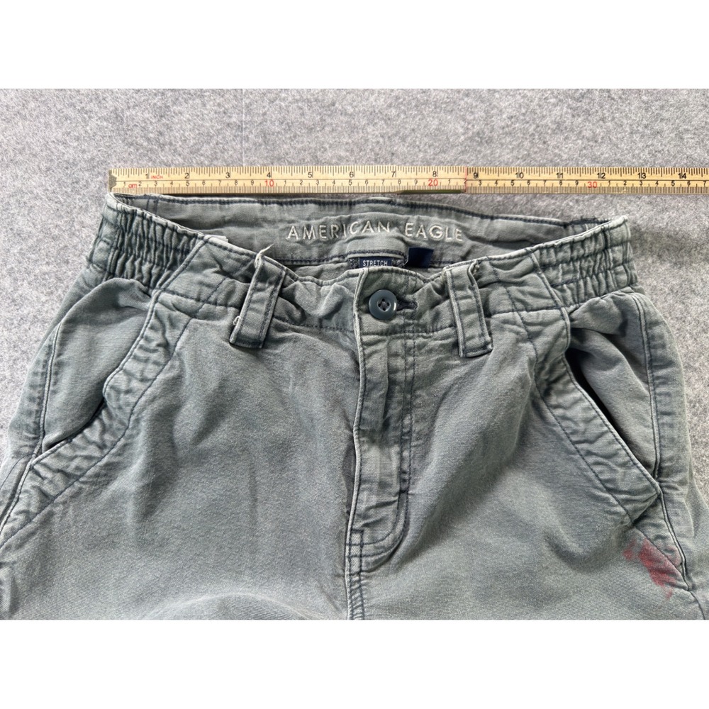 American Eagle Cargo Pants Womens 2 Blue Gray Stretch Wide Leg Utility - Picture 9 of 16